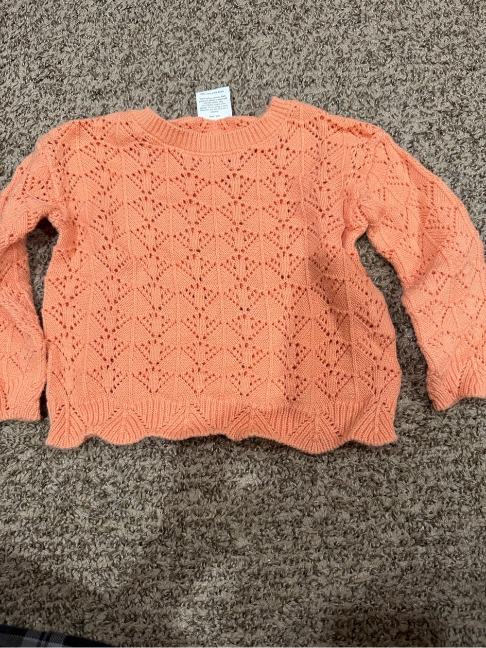 jumping beans Coral Open-Knit Crewneck Sweater